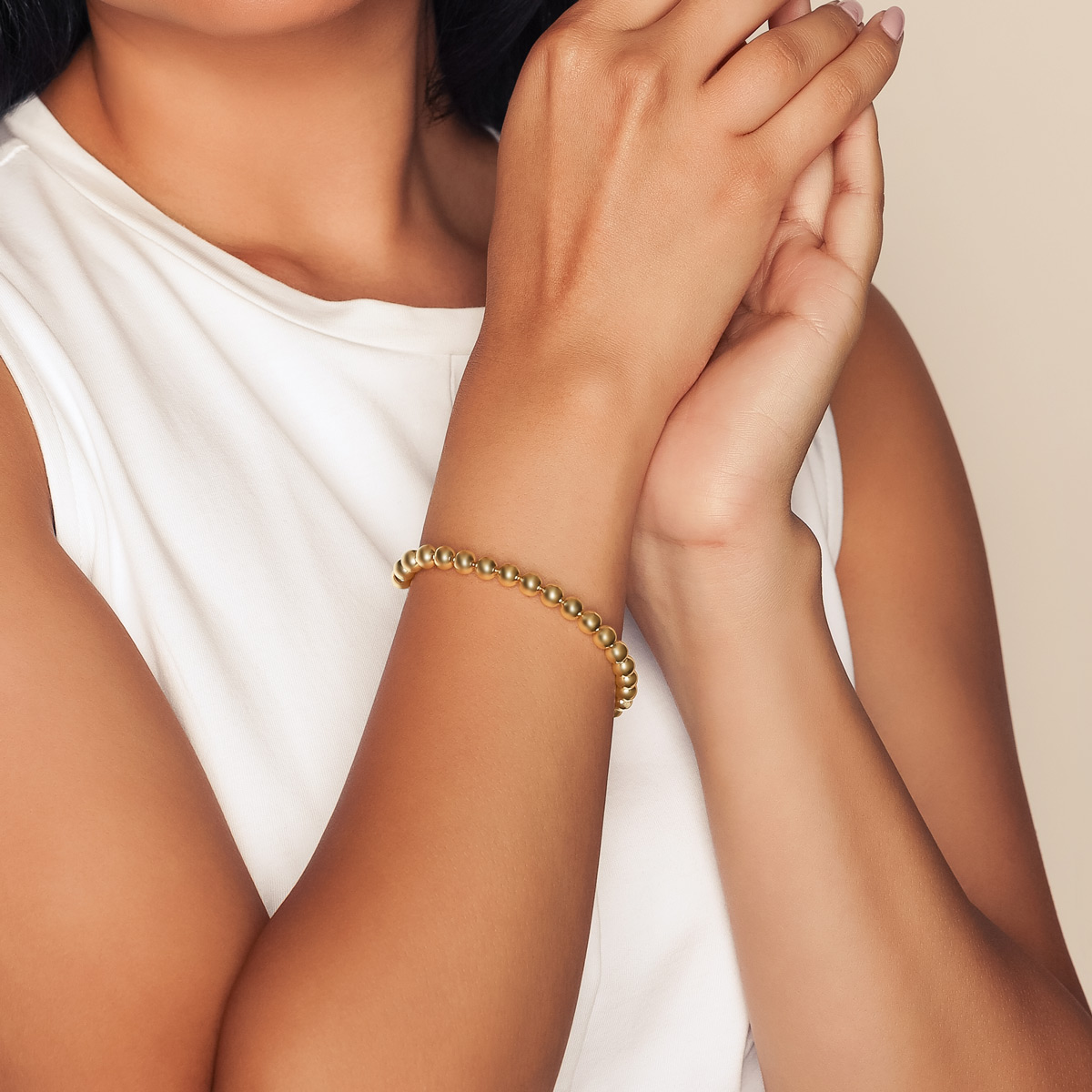 Yellow Gold Ball Chain Bracelet, 6 mm, 7.5