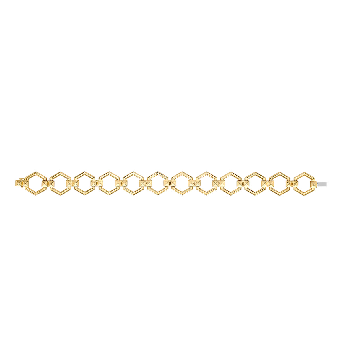 Harwell Godfrey Pyramid Yellow Gold Hexagon Pattern Bracelet, 7.25
