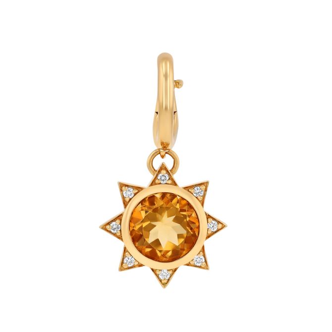 Harwell Godfrey Supernova Citrine Sun Charm in Yellow Gold