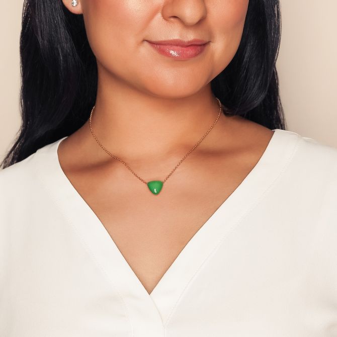 Vhernier Freccia Trillion Jade & Rock Crystal Quartz Necklace in