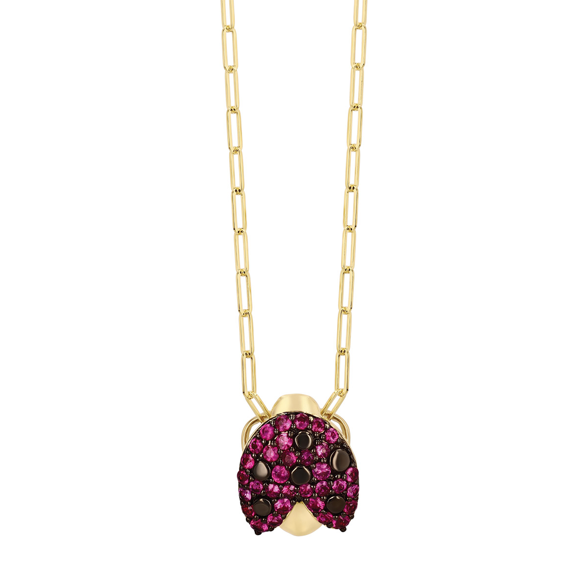 Phillips House Ruby Pavé Ladybug Pendant in Yellow Gold, 18
