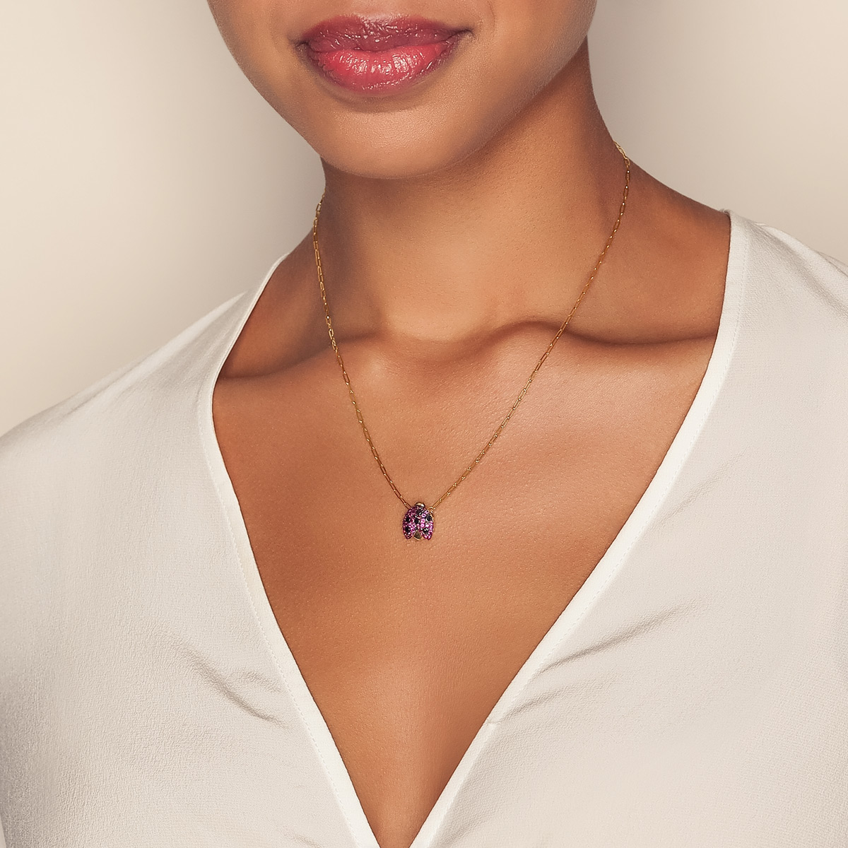 Phillips House Ruby Pavé Ladybug Pendant in Yellow Gold, 18