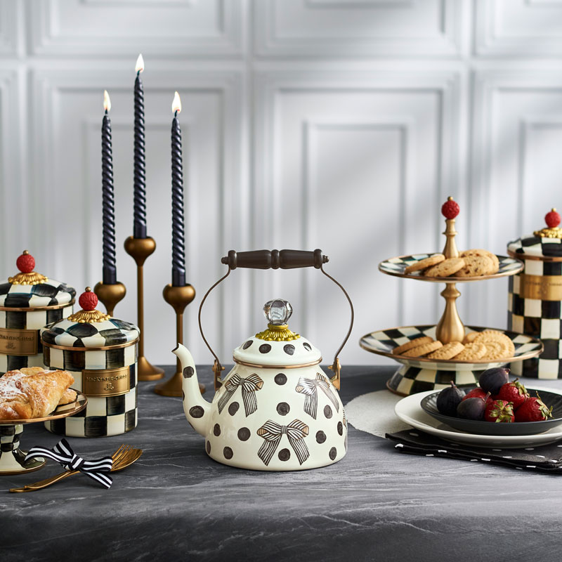 MacKenzie-Childs Pretty As A Bow Tea Kettle, 2QT