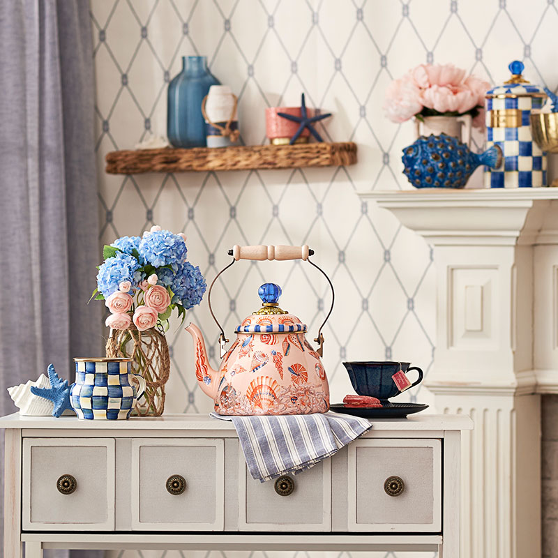 MacKenzie-Childs Coastal Shells Tea Kettle, 2QT