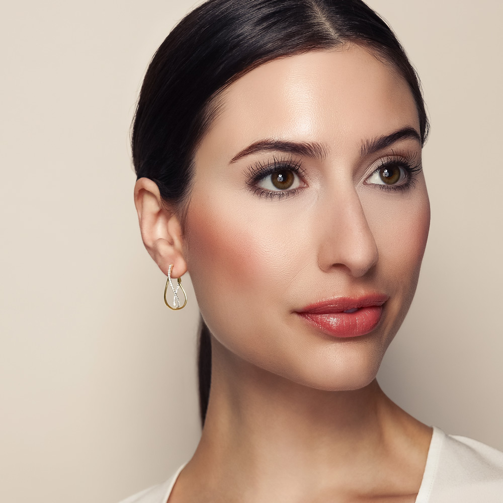 Frederic Sage Diamond Crossover Drop Earrings in Yellow Gold