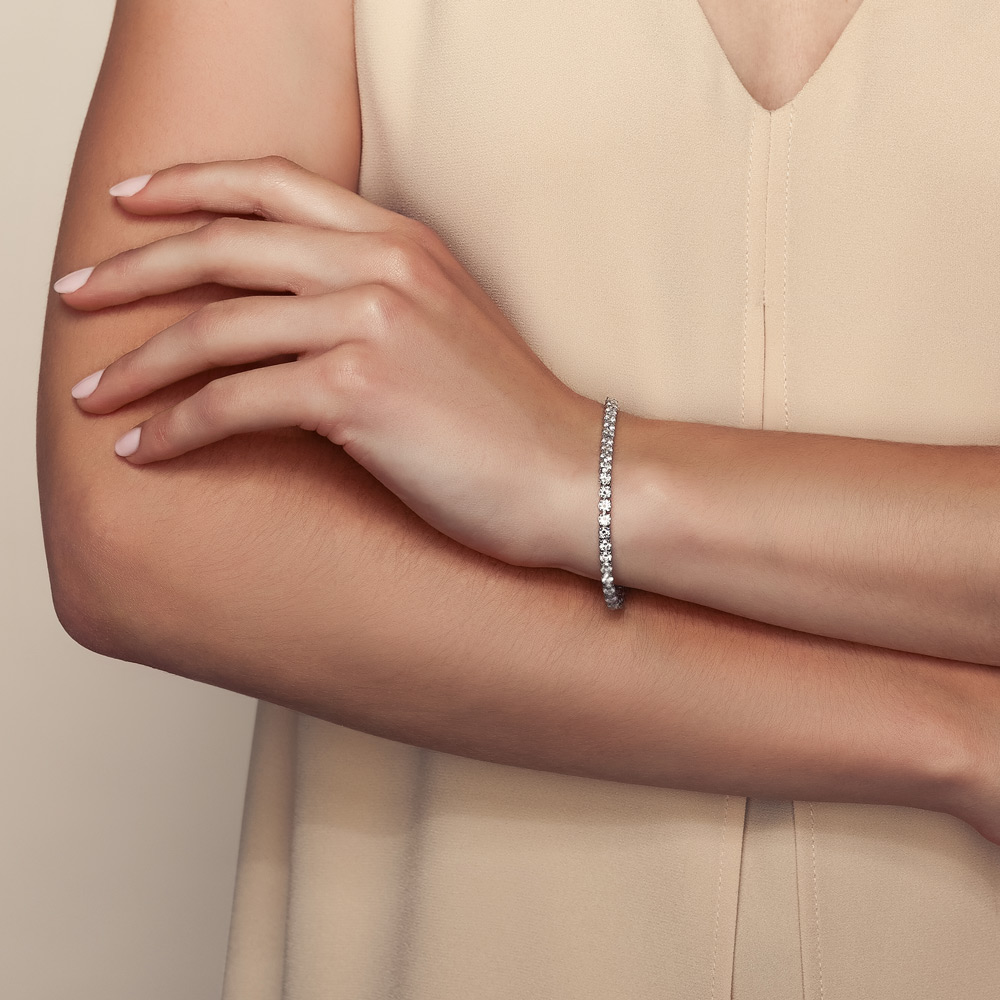 Borsheims Signature Collection Lab-Grown Diamond Tennis Bracelet in White Gold, 7.00 cttw, 7