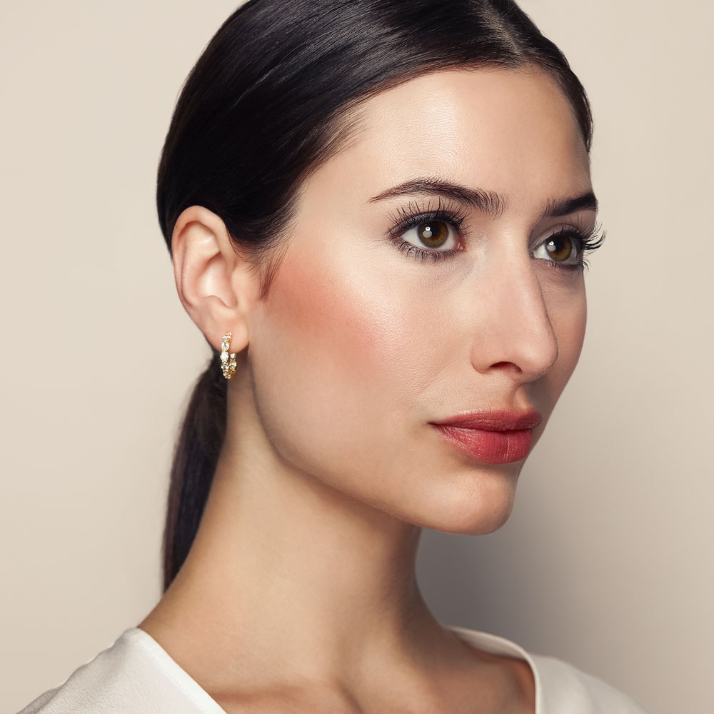 Borsheims Signature Collection Lab-Grown Oval Diamond In & Out Hoop Earrings in Yellow Gold, 2 cttw