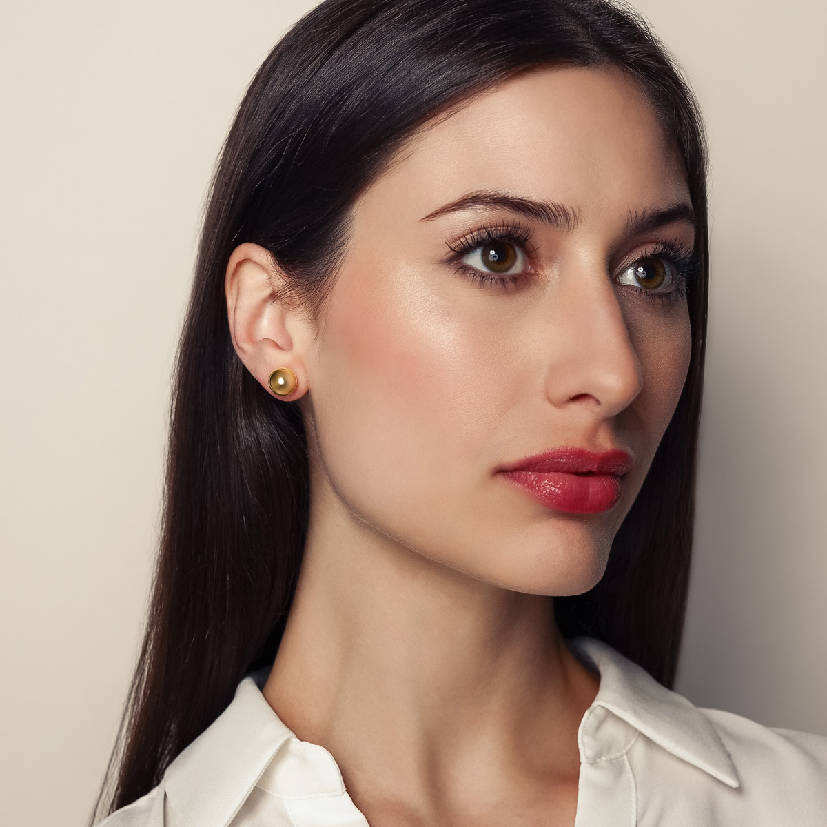 Yellow Gold Ball Stud Earrings, 10 mm