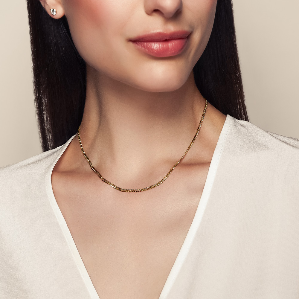 Yellow Gold 2.7 mm Curb Chain, 16