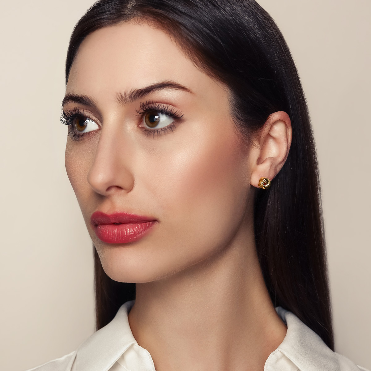 Yellow Gold Twist Love Knot Stud Earrings