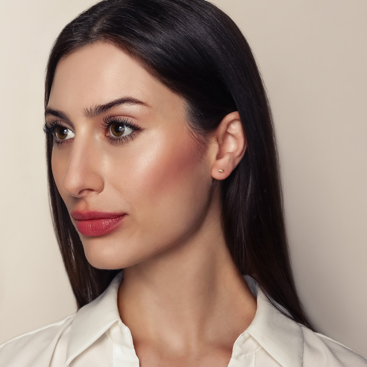 Zoe Chicco Itty Bitty Diamond Evil Eye Stud Earrings in Yellow Gold