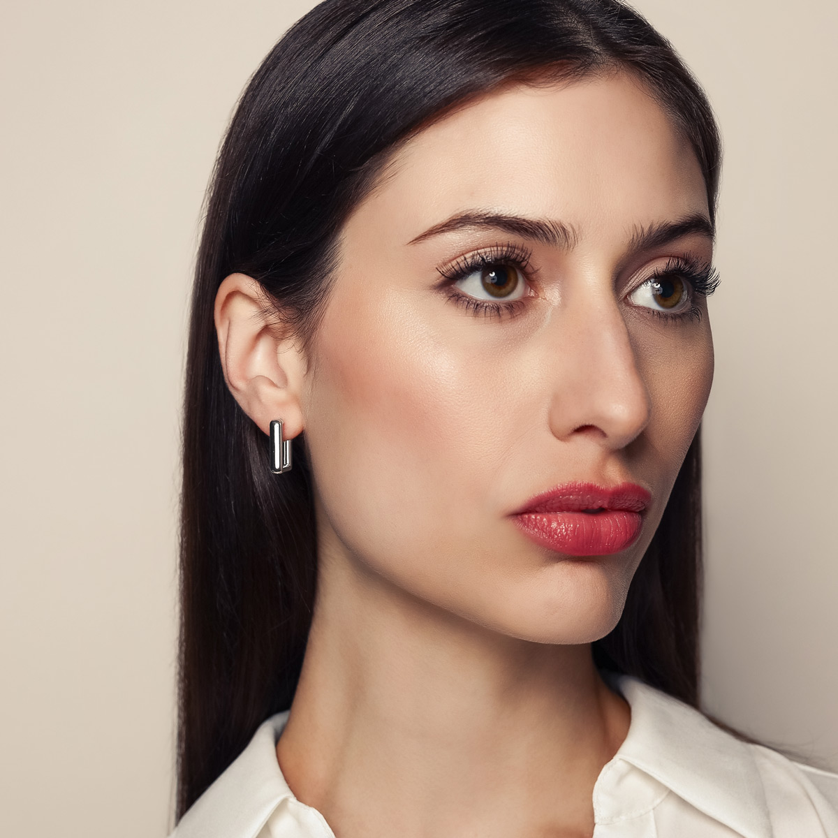 White Gold Small Square Hoop Earrings