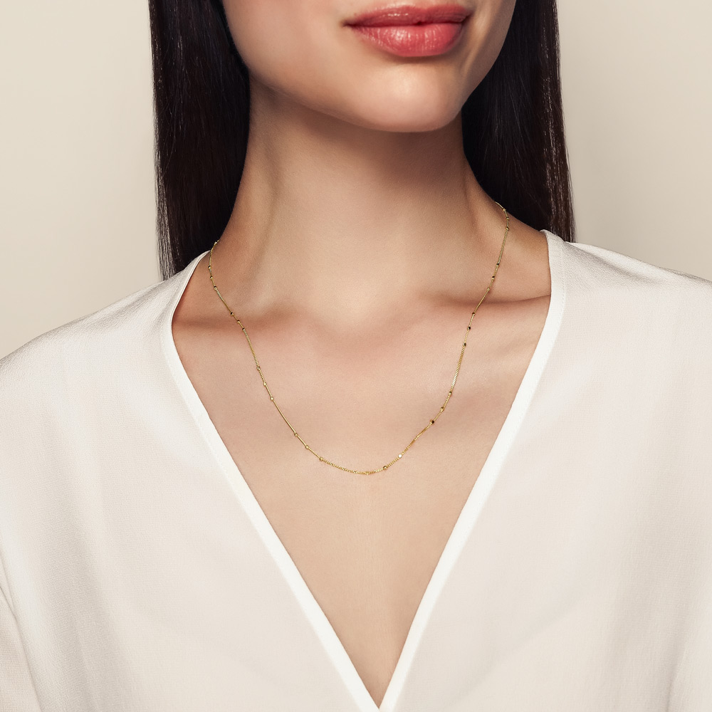 Yellow Gold 1.35 mm Triple Cube Saturn Chain, 20