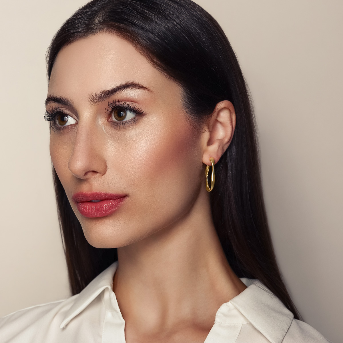 Pesavento Elegance Yellow Gold Vermeil Wave J-Hoop Earrings