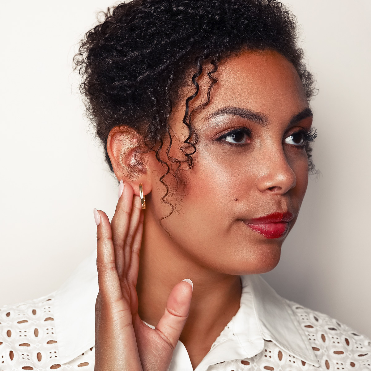White & Yellow Gold Double Hoop Earrings