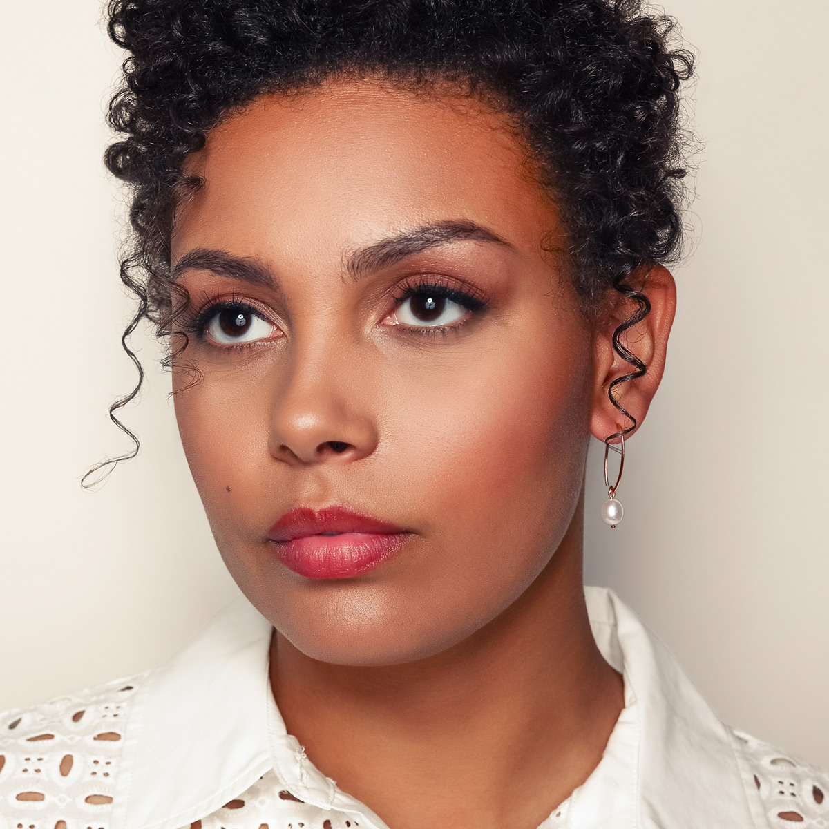 Freshwater Cultured Pearl Drop Earrings in Rose Gold