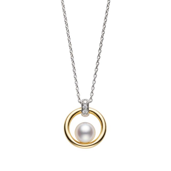 Mikimoto Akoya Cultured Pearl & Diamond Circle Pendant, 18"