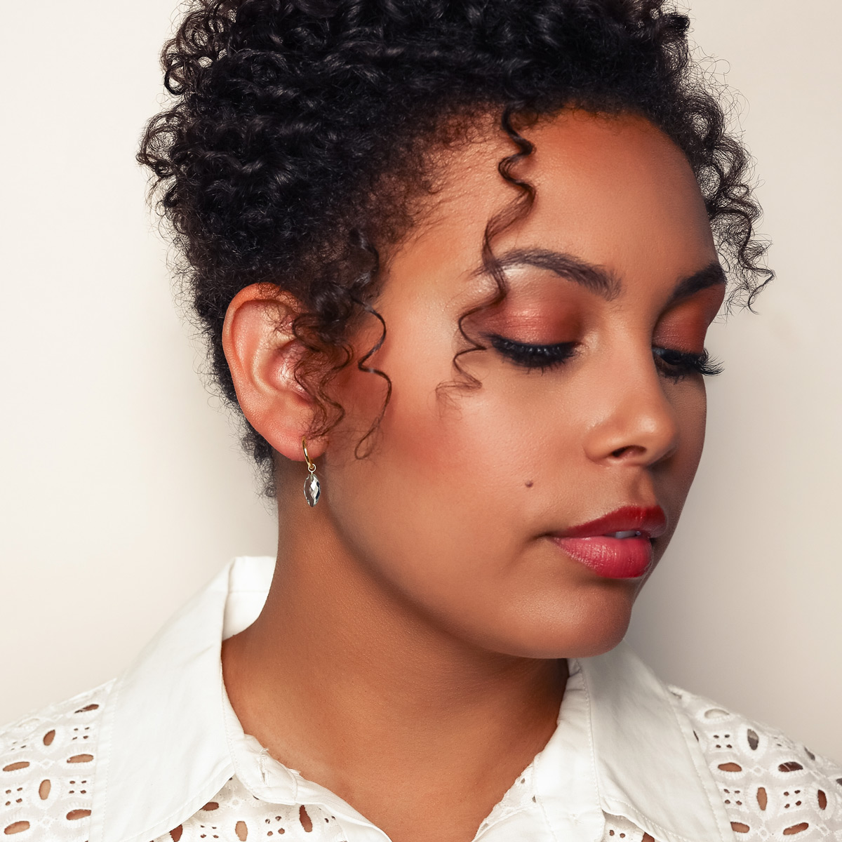 Topaz Briolette Dangle Hoop Earrings in Yellow Gold