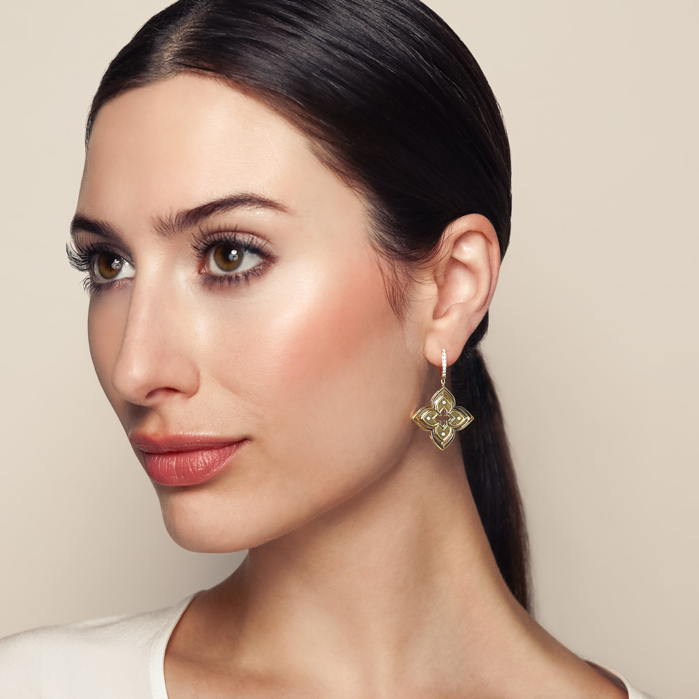 Roberto Coin Venetian Princess Pirouette Diamond & Malachite Dangle Earrings in Yellow Gold