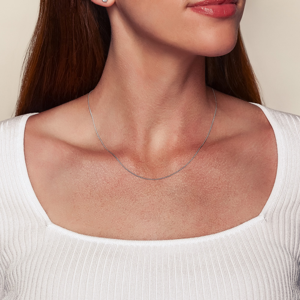 White Gold .85 mm Wheat Chain, 18