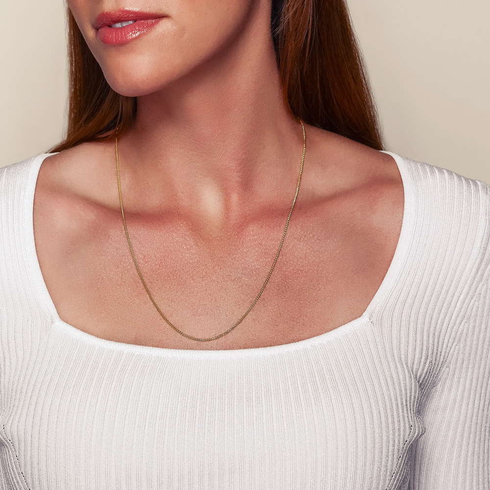 Yellow Gold 1.4 mm Diamond-Cut Beaded Adjustable Chain, 22