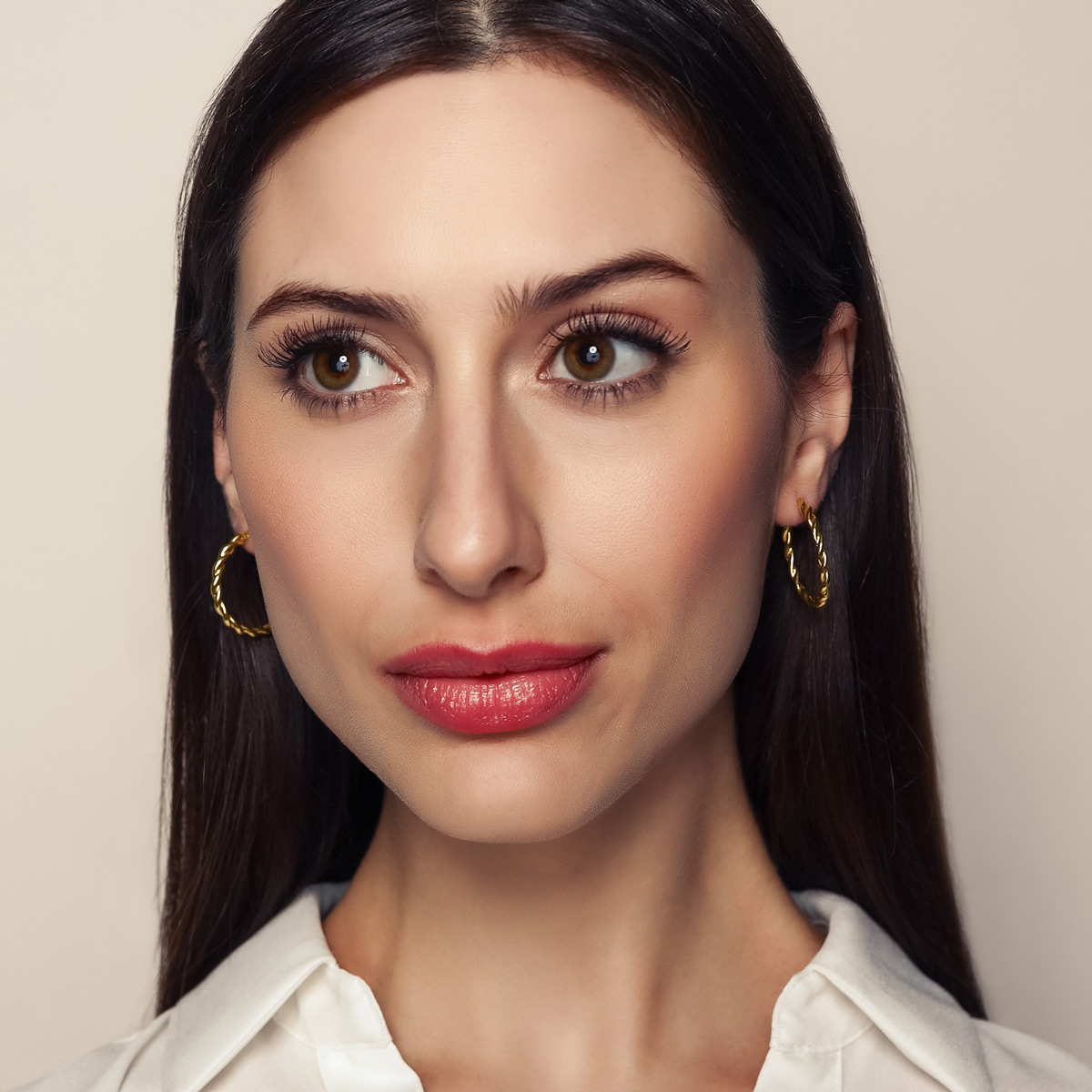 Yellow Gold Twisted Round Hoop Earrings, 30 mm