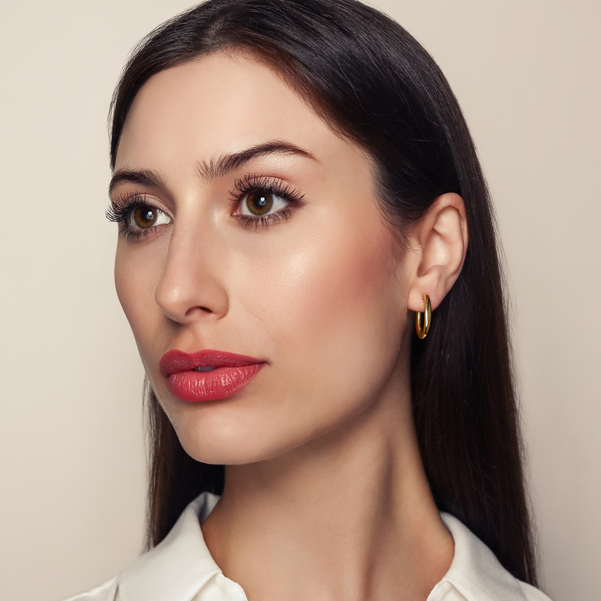 Yellow Gold Small Oval Huggie Hoop Earrings