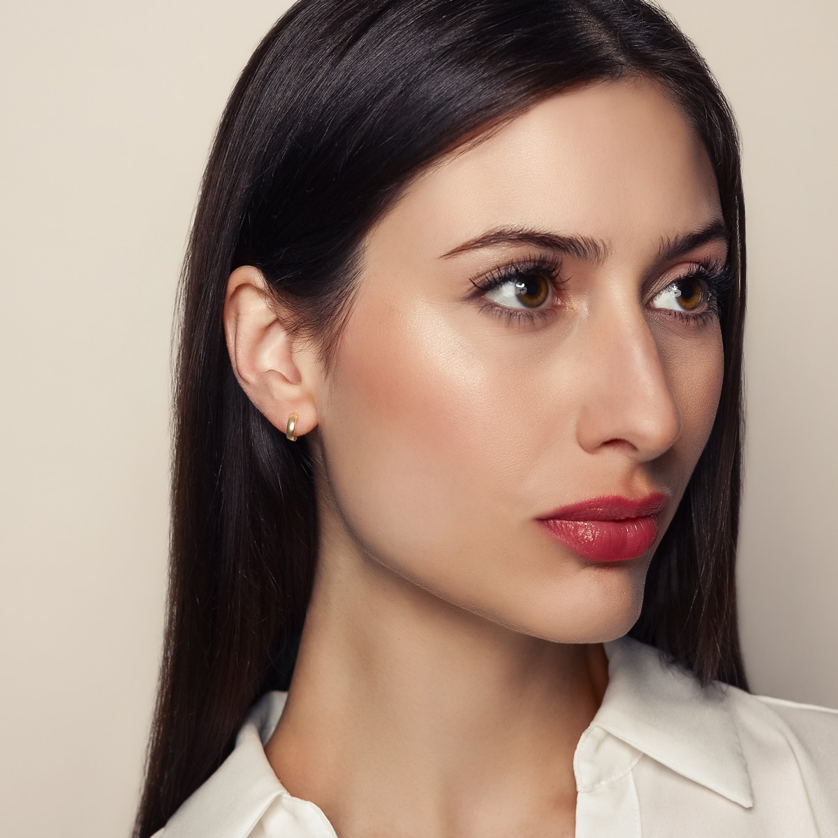 Yellow Gold Square Edge Hinged Huggie Hoop Earrings, 3 x 10 mm