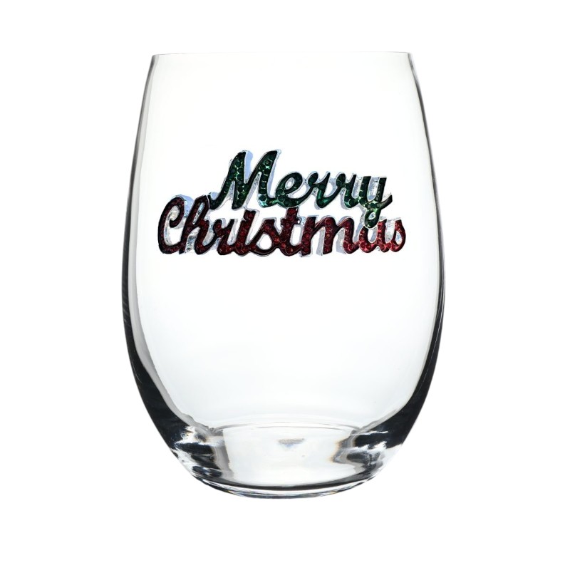 The Queens' Jewels Merry Christmas Stemless Wine Glass