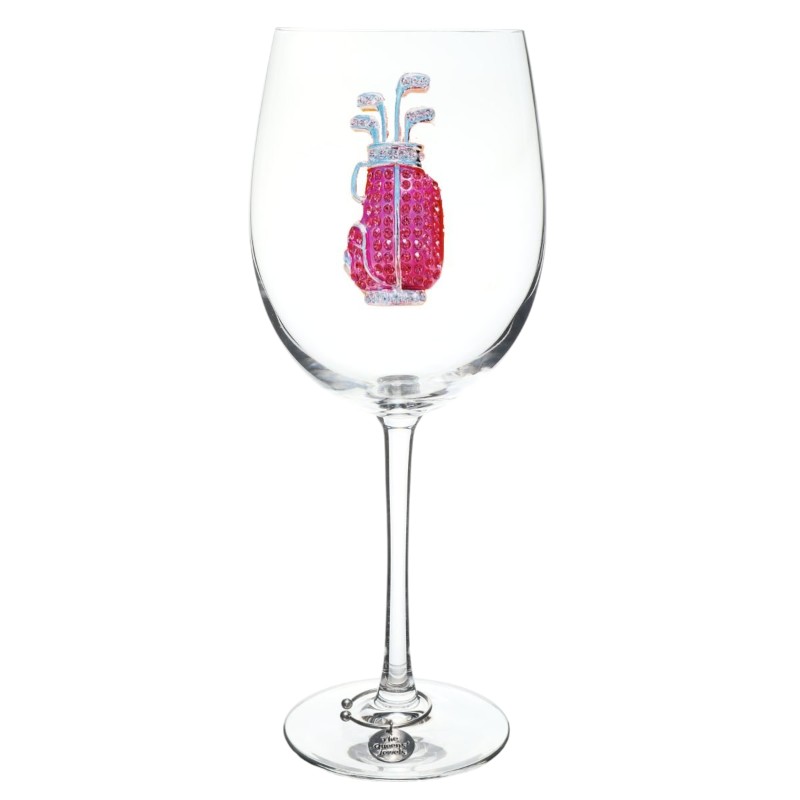 The Queens' Jewels Pink Golf Bag Stemmed Wine Glass