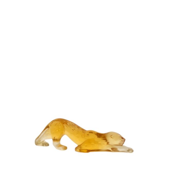 Lalique Zeila Panther Figure Amber