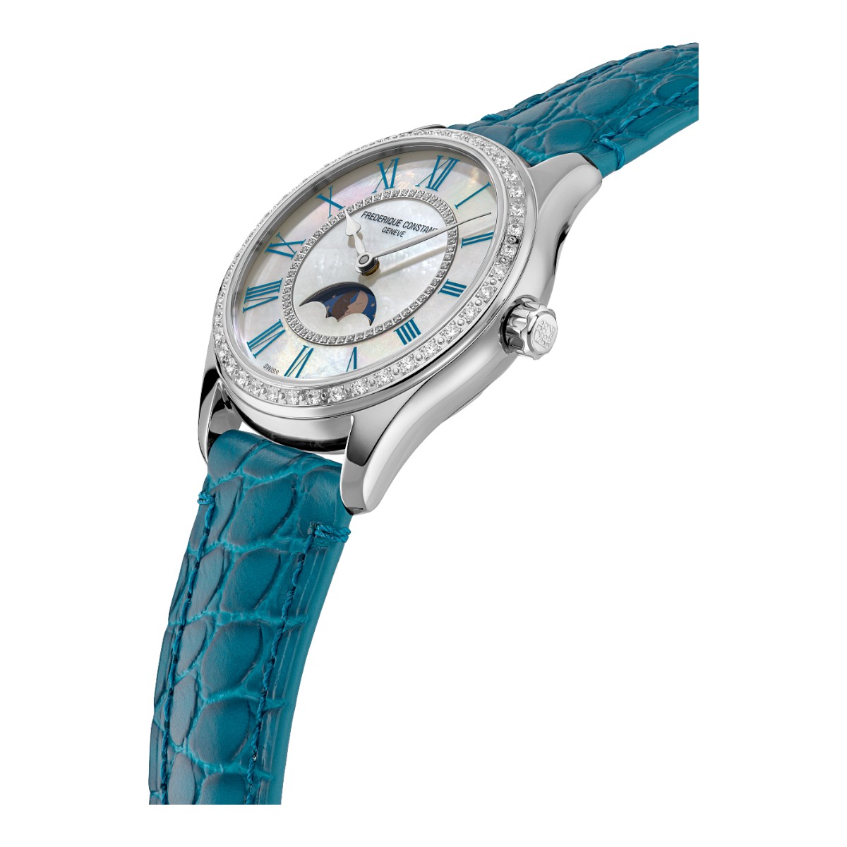 Frederique Constant Classics Elegance Luna 36mm Women's Watch, Blue Mother of Pearl Dial