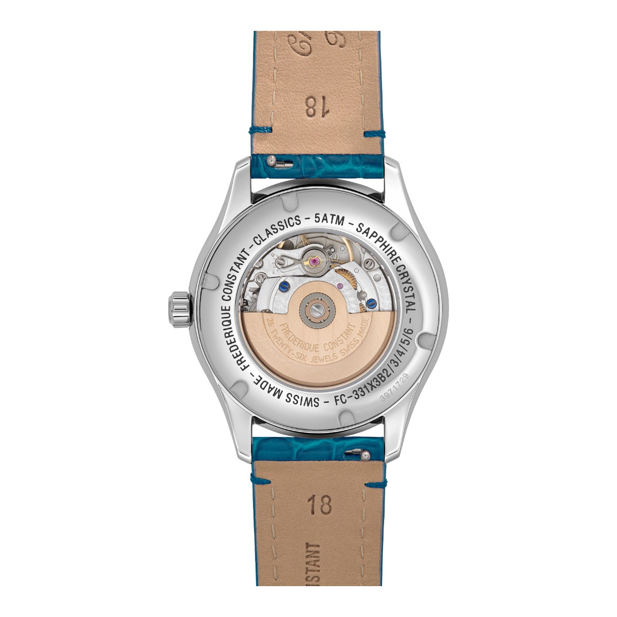 Frederique Constant Classics Elegance Luna 36mm Women's Watch, Blue Mother of Pearl Dial