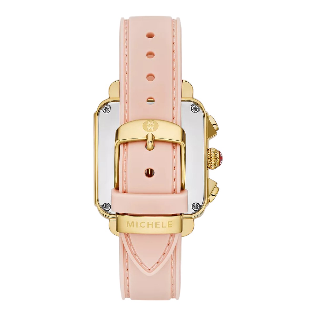 Michele Deco Sport Chronograph 18k Gold Plated Ballet Pink 36mm Watch, Silver Dial