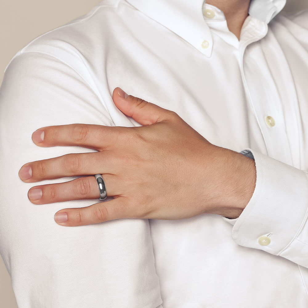 6 mm Comfort Fit Wedding Band in White Gold, Size 9