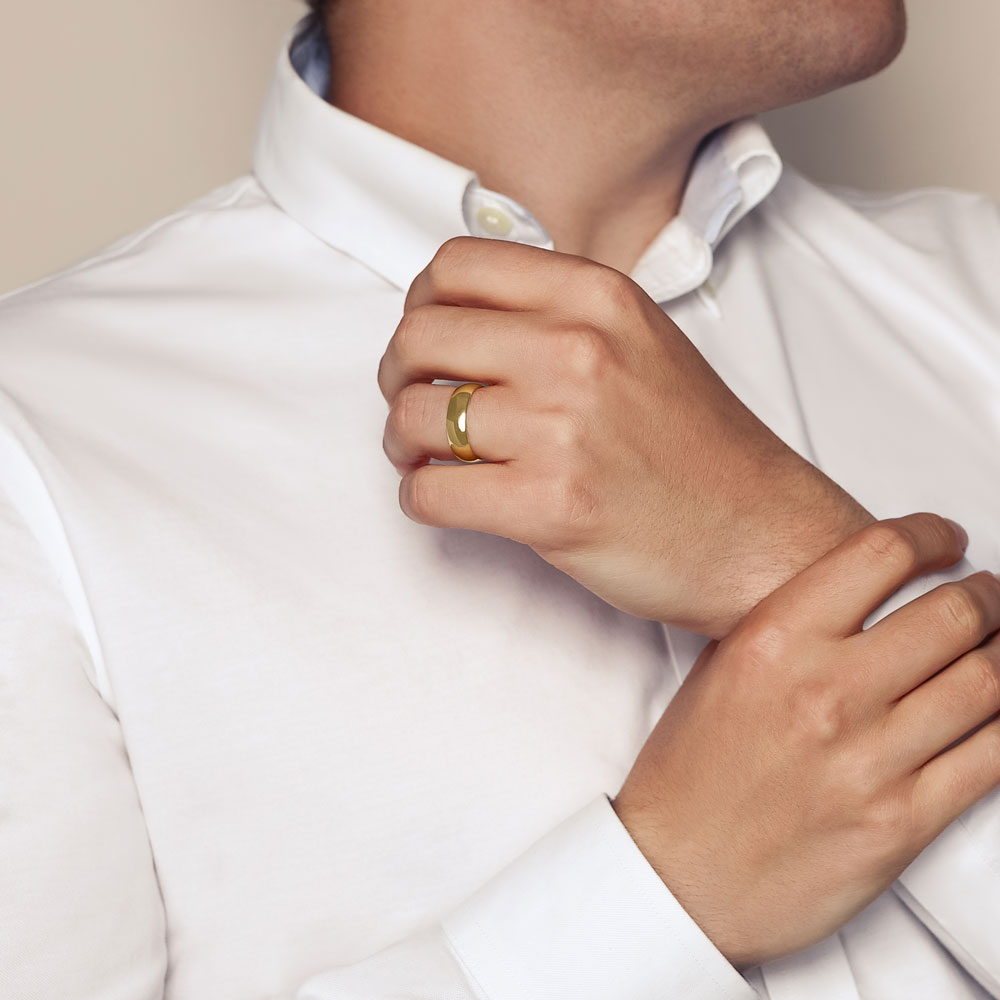 Yellow Gold Comfort Fit Low Dome 6 mm Wedding Band, Size 9