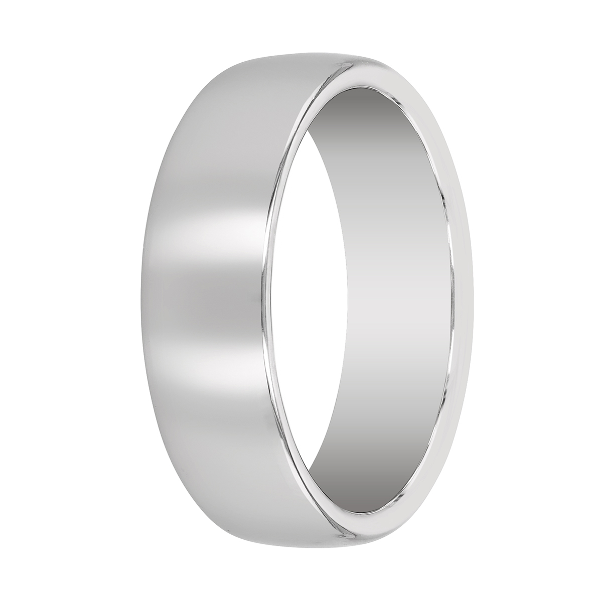 Benchmark Rings White Gold Euro Comfort Fit Men's Wedding Band, 6.5 mm, Size 9