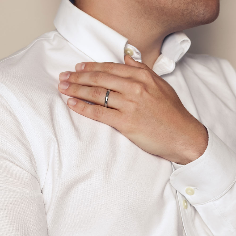 Benchmark Rings White Gold Euro Comfort Fit Men's Wedding Band, 3.5 mm, Size 9