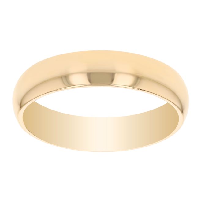 Benchmark Rings Yellow Gold Dome Comfort Fit Men's Wedding Band, 5 mm, Size 9