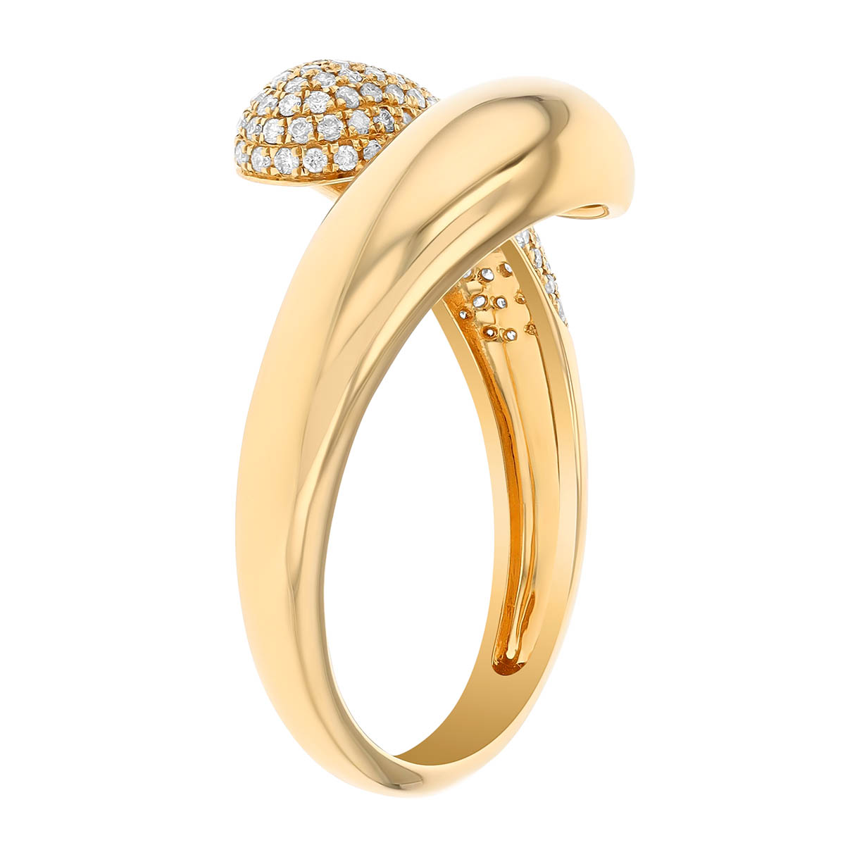 Diamond Pave & Yellow Gold Contour Bypass Ring