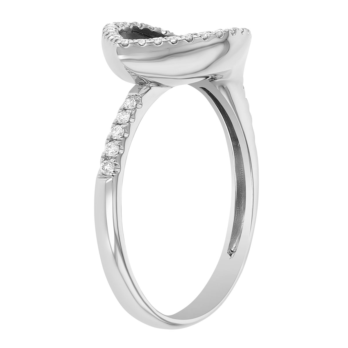 Black Rhodium & White Gold Leaf Ring with Diamond Edges