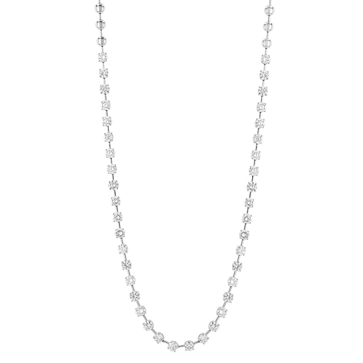 Borsheims Signature Collection Lab-Grown Diamond 40 Station Necklace in White Gold, 8.00 cttw, 18