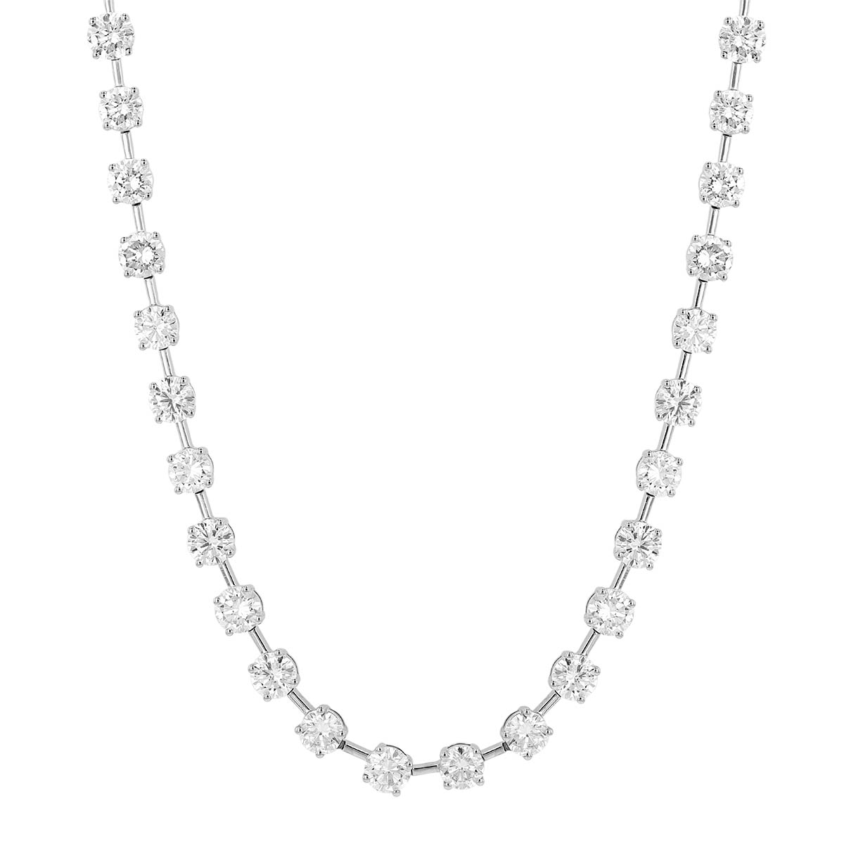 Borsheims Signature Collection Lab-Grown Diamond 40 Station Necklace in White Gold, 8.00 cttw, 18