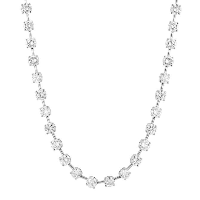 Borsheims Signature Collection Lab-Grown Diamond 40 Station Necklace in White Gold, 8.00 cttw, 18"