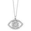 Diamond Evil Eye Pendant in White Gold, 18"