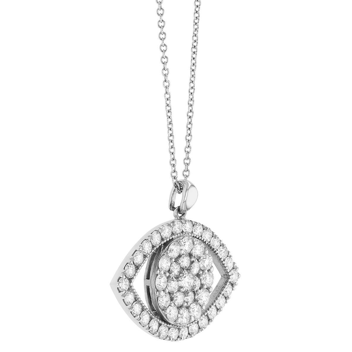 Diamond Evil Eye Pendant in White Gold, 18