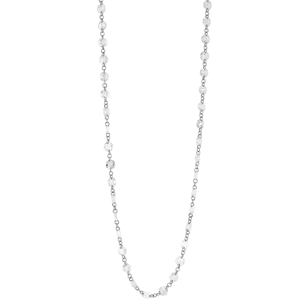 TARA Pearls Rose Cut Diamond Station Chain Necklace in White Gold, 15.5