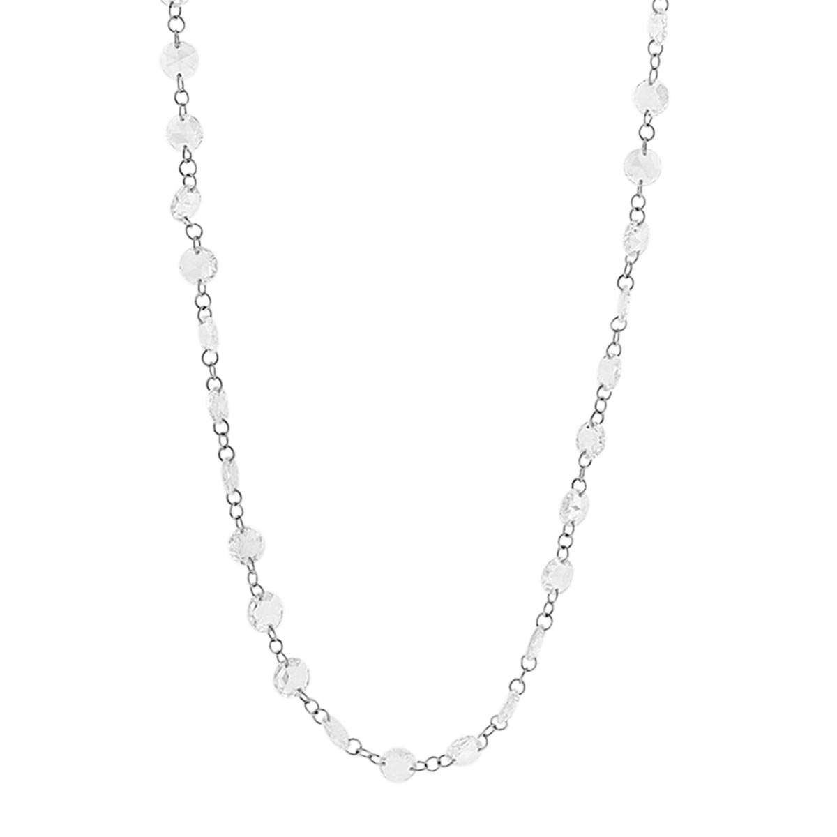 TARA Pearls Rose Cut Diamond Station Chain Necklace in Platinum, 18