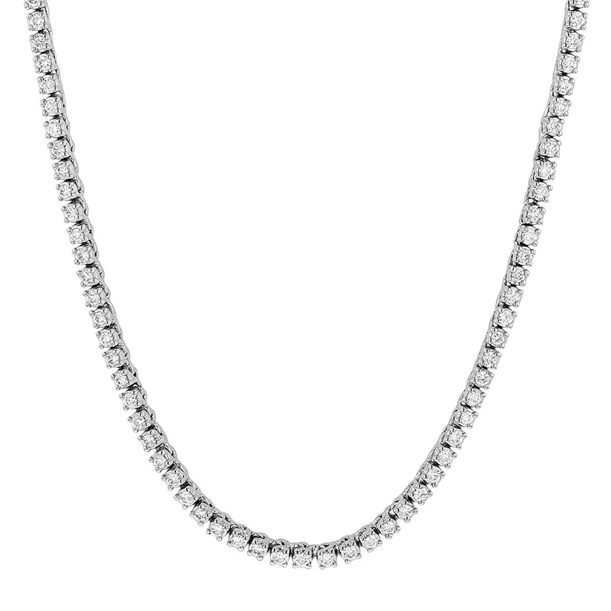 Borsheims Signature Collection Lab-Grown Diamond Tennis Necklace in White Gold, 18.5