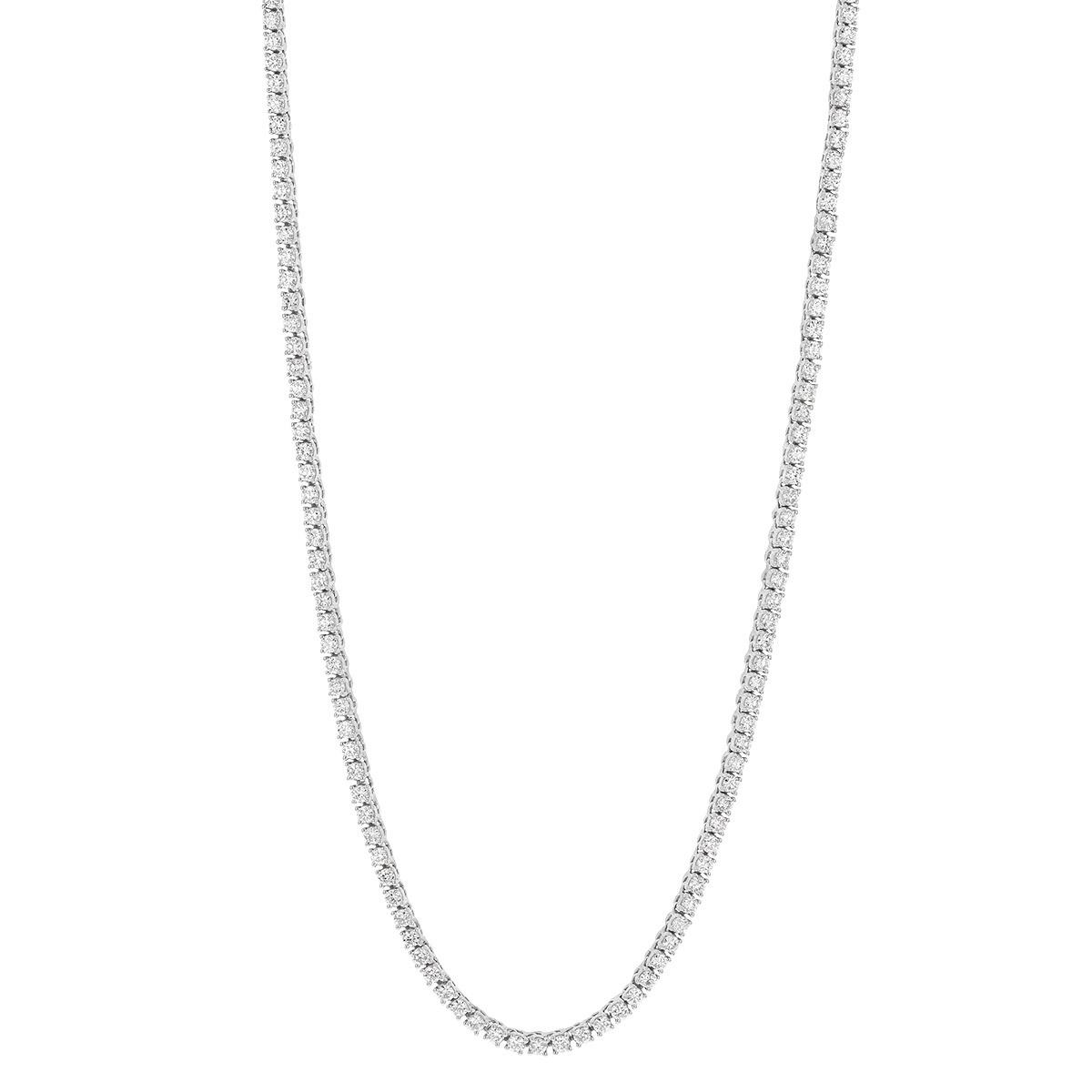 Borsheims Signature Collection Lab-Grown Diamond Tennis Necklace in White Gold, 18.5